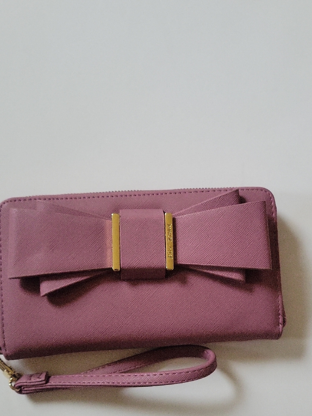 Bow Accent Wristlet Wallet - Dusty Rose - Picture 3 of 6